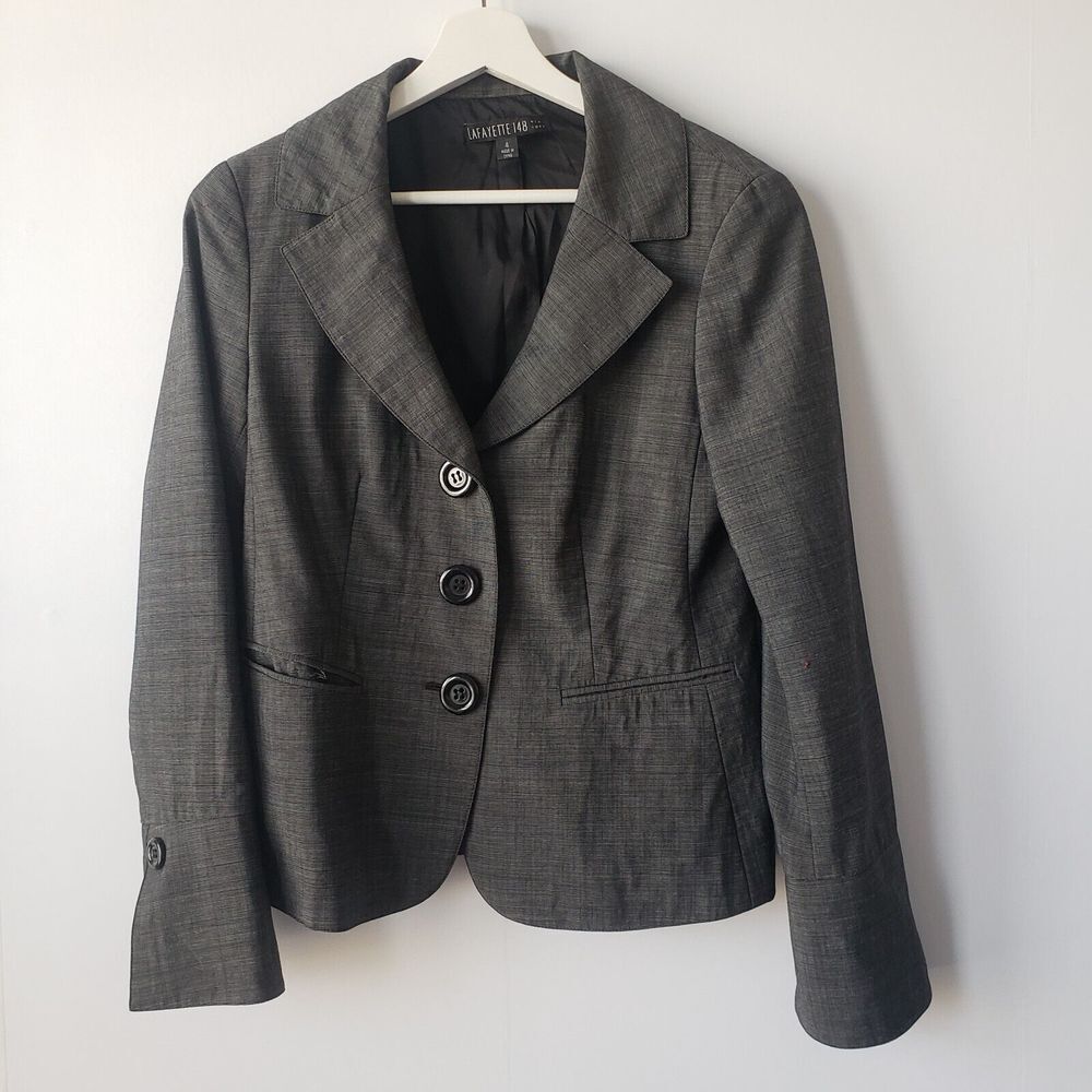 lafayette 148 new york‎ women's wool blend button front blazer size 4 Careers